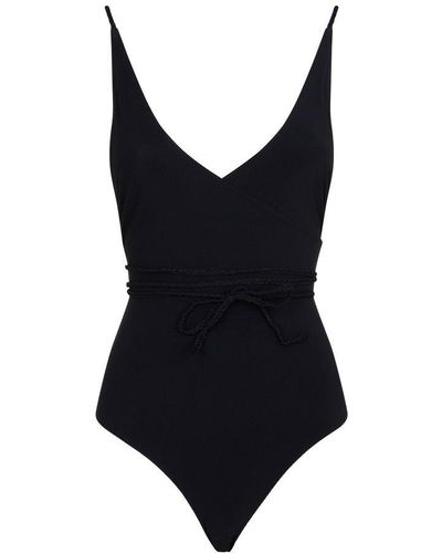 Totême V-neck Wrap Swimsuit - Black