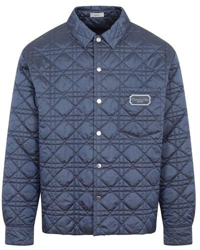 Dior Logo Patch Quilted Shirt - Blue