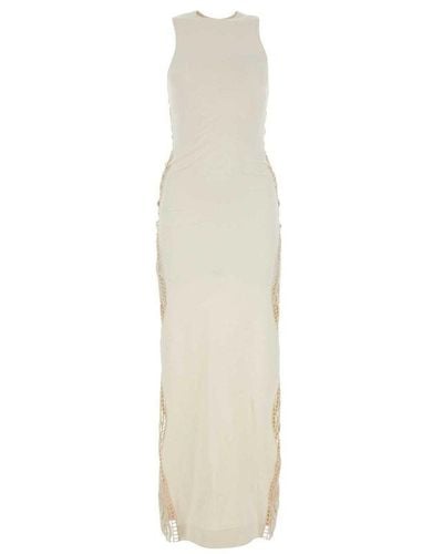 Jil Sander Lace-panel Crewneck Sleeveless Dress - White