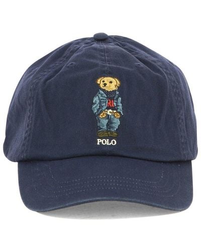 Polo Ralph Lauren Bear Embroidered Round-crown Baseball Cap - Blue