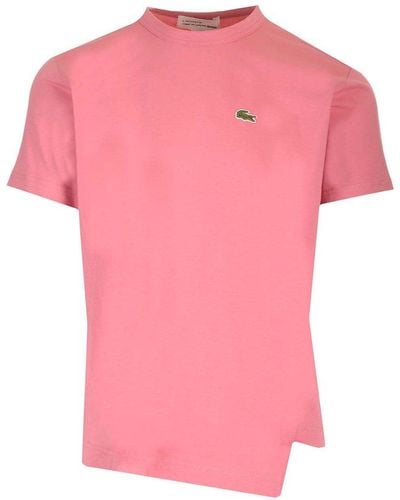 Comme des Garçons X Lacoste Asymmetric-hem Crewneck T-shirt - Pink
