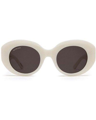 Balenciaga Oval Frame Sunglasses - White