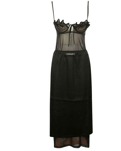 Y. Project Wire Brasier Slip Dress - Black