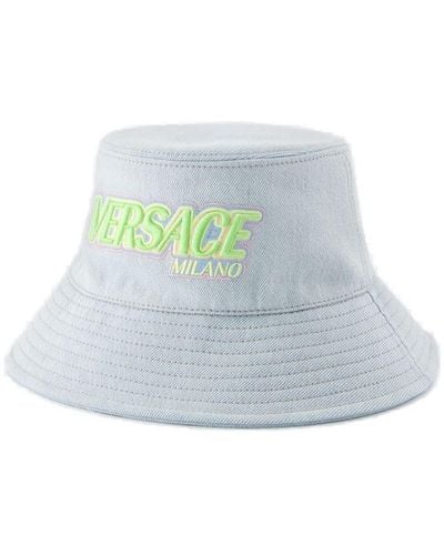 Versace Embroidered Logo Bucket Hat - Blue