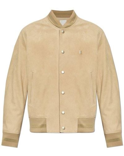 Givenchy Leather 'bomber' Jacket, - Natural