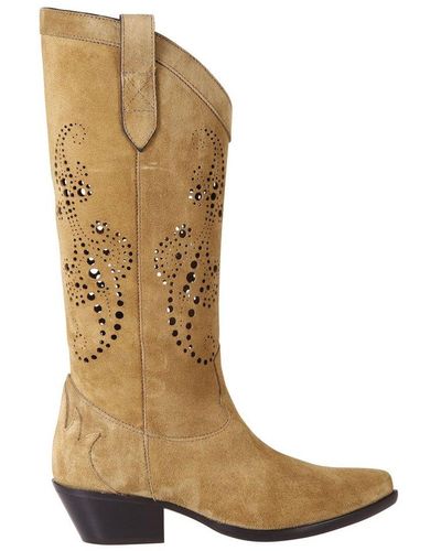 Etro Perforated Detail Cowboy Boots - Natural