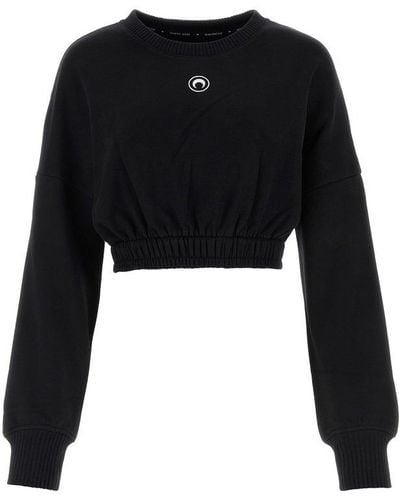 Marine Serre Crop Sweater - Black