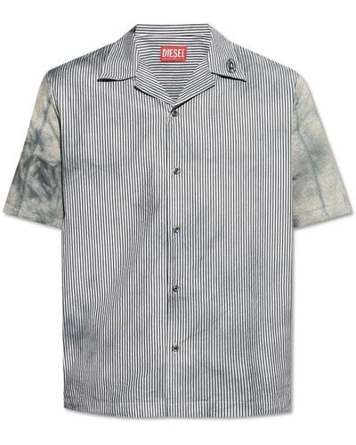 DIESEL 's-trucker' Striped Shirt, - Gray