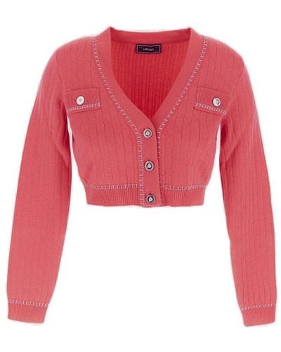 Versace Cropped Knit Cardigan - Red