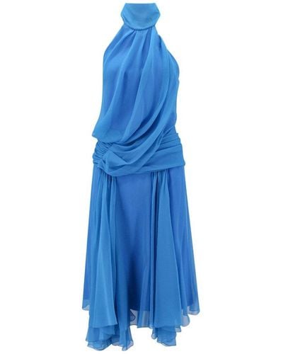 Alberta Ferretti Halterneck Midi Dress - Blue