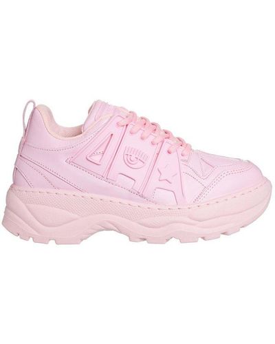 Chiara Ferragni Logo Patch Lace-up Sneakers - Pink