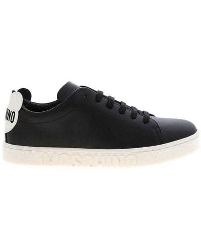 Moschino Logo Embroidered Lace-up Trainers - Black
