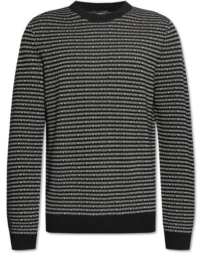 Emporio Armani Monogrammed Sweater, - Black