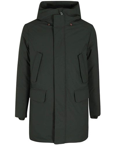 Save The Duck Logo Patch Hooded Coat - Black