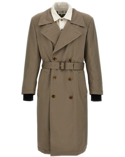 MM6 by Maison Martin Margiela Double Breasted Trench Coat - Natural