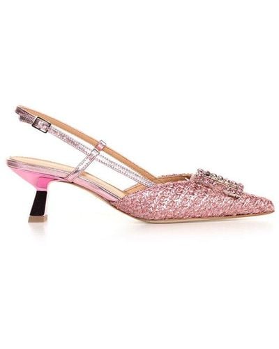 Chantal Embellished Detail Slingback Court Shoes - Pink
