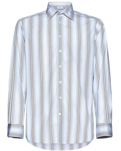 Etro Striped Long-sleeved Shirt - Blue
