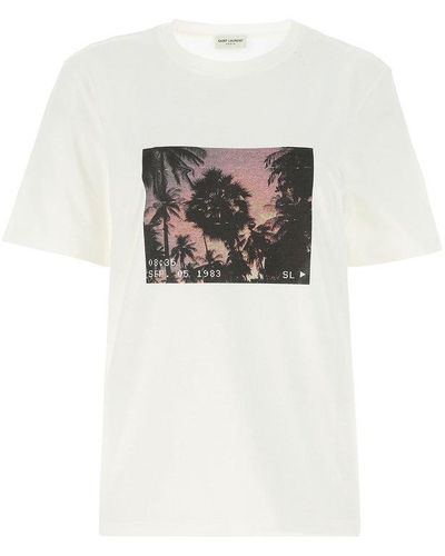 Saint Laurent Ivory Cotton T-shirt Donna - White