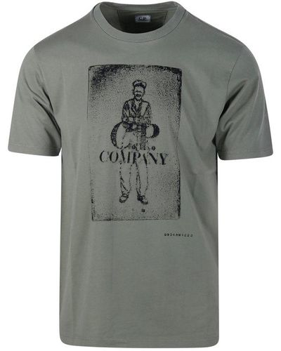 C.P. Company Graphic Printed Crewneck T-shirt - Grey