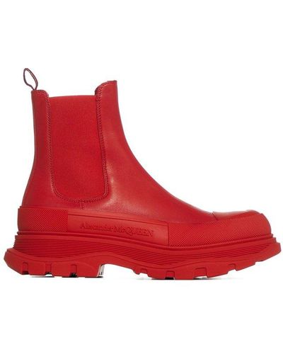 Alexander McQueen Tread Slick Chelsea Boots - Red