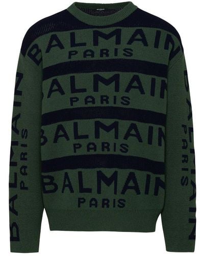 Balmain Wool Blend Sweater - Green