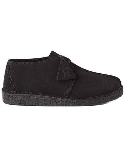Clarks Desert Round Toe Lace-up Shoes - Black