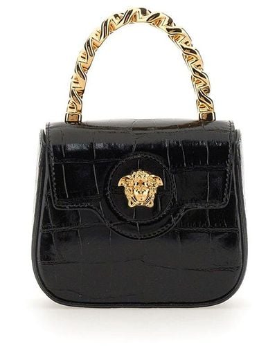 Versace La Medusa Leather Tote Bag - Black