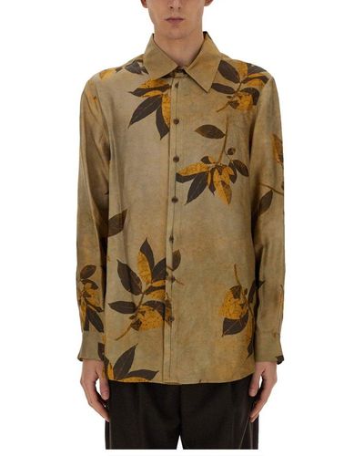 Uma Wang All-over Printed Long-sleeved Shirt - Natural
