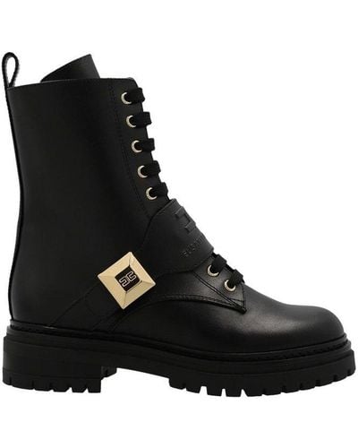 Elisabetta Franchi Stud Combat Boots - Black