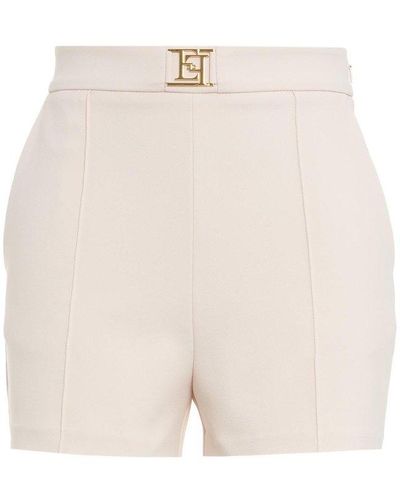 Elisabetta Franchi Logo Plaque High Waisted Shorts - White