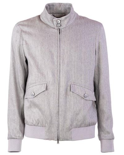 Herno Bomber Made Of Stretch Linen Blend - Gray