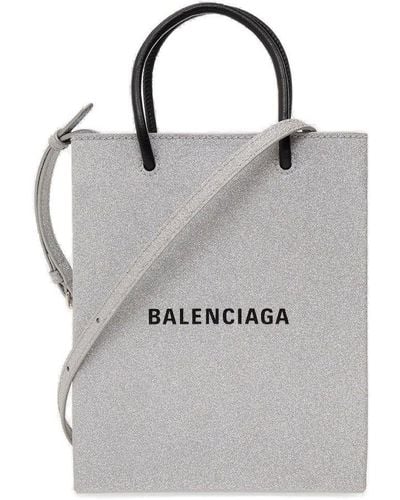 Balenciaga Blondie Glitter-embellished Shoulder Bag - Gray