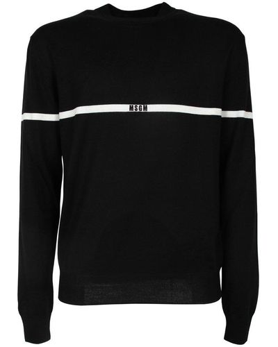 MSGM Crewneck Knit Sweater - Black