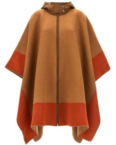 Etro Logo Hooded Cape Capes - Brown