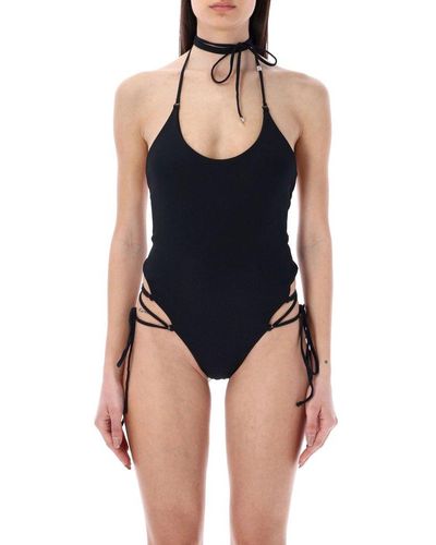 The Attico Tied Detailed One-piece Swimsuit - Blue