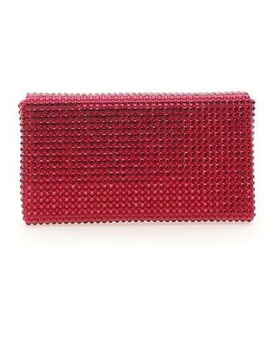 AMINA MUADDI Paloma Embellished Chain-linked Clutch Bag - Red
