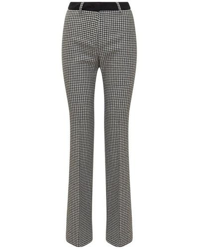 L'Autre Chose Houndstooth Check Back-slit Detail Trousers - Grey