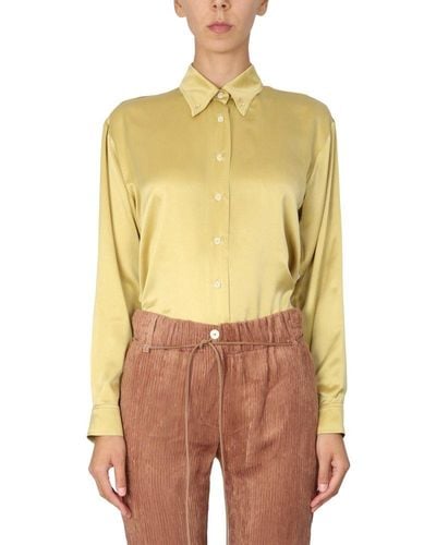 Alysi Long-sleeved Satin Shirt - Yellow