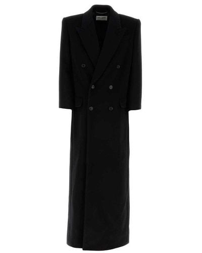 Saint Laurent Oversized Coat In Wool - Black