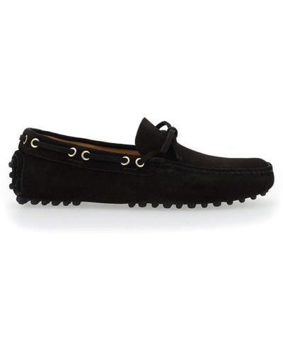 Car Shoe Lace-detailed Loafers - Black