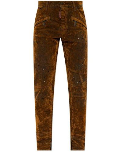 DSquared² Zip-pocket Biker Trousers - Brown