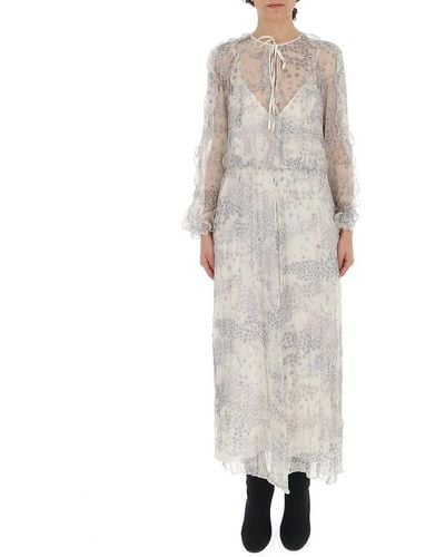 RED Valentino Red Sheer Detailed Maxi Dress - Gray