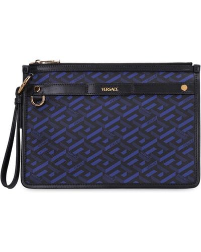 Versace La Greca Monogram Crossbody Bag - Blue