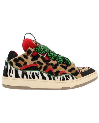 Lanvin Curb Leopard Printed Sneakers - Multicolor