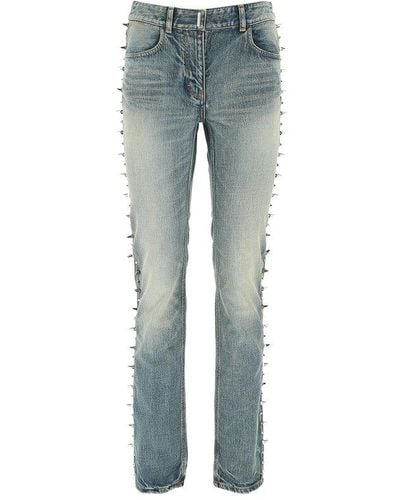 Givenchy Stud Detail Straight Leg Jeans - Blue