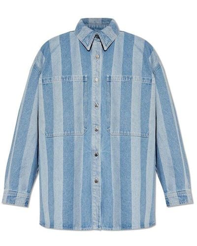 Nanushka 'beaux' Oversize Denim Shirt, - Blue