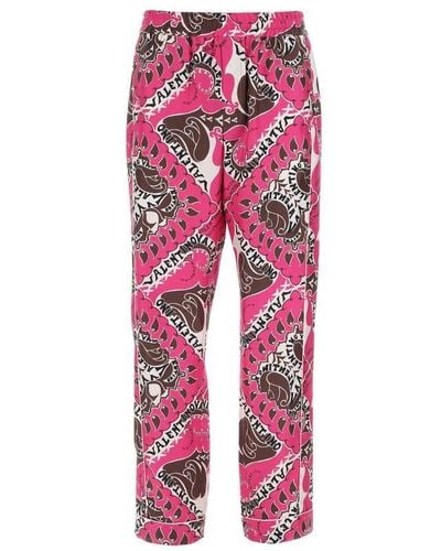 Valentino Abstract-printed Straight Leg Pyjama Trousers - Red