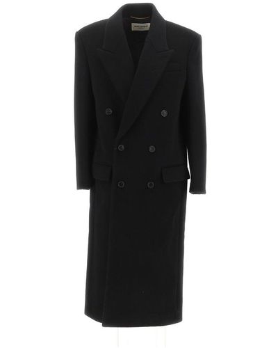 Saint Laurent Buttoned Coat - Black