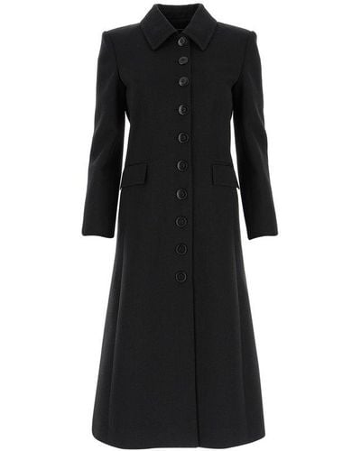 Givenchy Pointed Collar Single-breasted Coat - Black