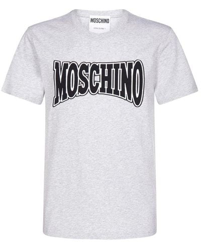 Moschino Logo Print Crewneck T-shirt - Grey